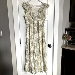 Japna - Floral Cream Maxi Ruffle Dress - NEW WITH TAGS!